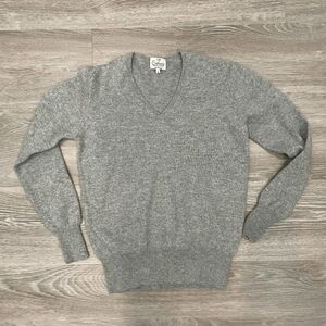 Cashmere Womens Sweater 100% Cashmere Ribbed Hem Pullover V-Neck Gray Sz XXS